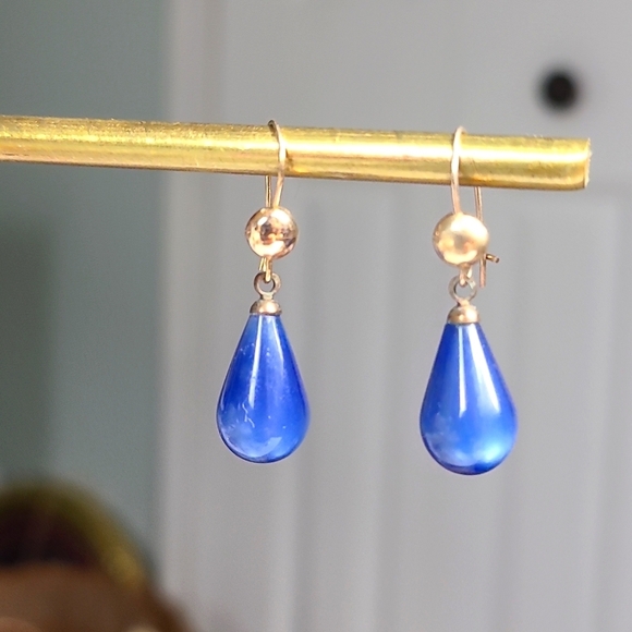12k gold filled  blue / white moon glow drop earrings Bundle - Picture 3 of 16
